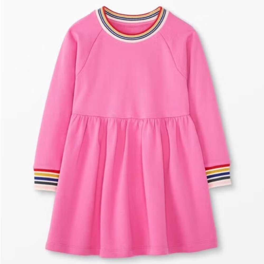 Hanna Andersson Rainbow Cuff Print Knit Dress In French Terry